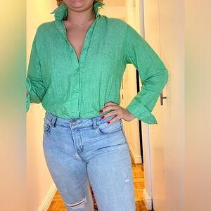 Superb HAVAIANAS linen-blend button down shirt